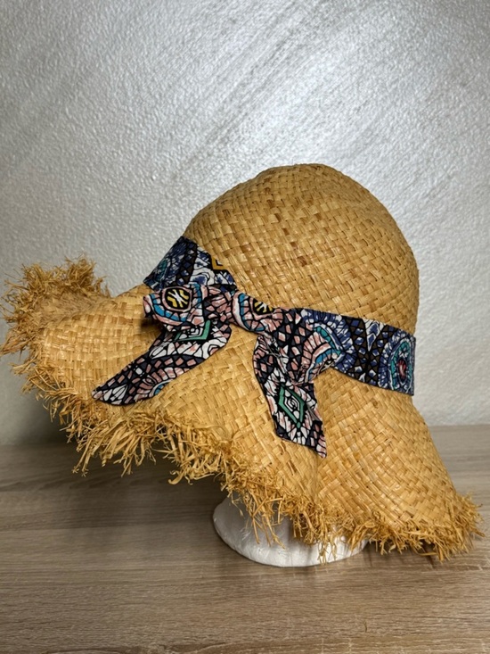 Unbranded Accessories - Natural-colored raffia straw floppy hat Women Size M-L